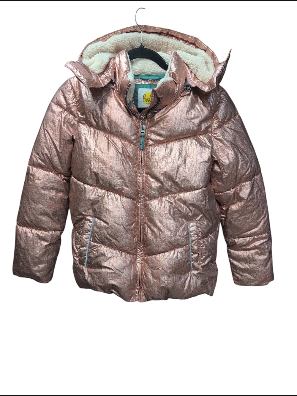 Boden Metallic Pink Winter Coat